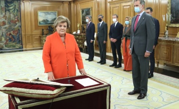 La Presidenta del Tribunal de Cuentas, Enriqueta Chicano Jávega, promete el cargo ante Su Majestad el Rey D. Felipe VI. El acto se celebró el día 22 de noviembre 2021 en el Palacio de La Zarzuela. © Casa de S.M. el Rey