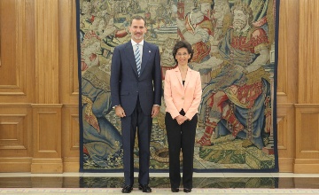 25-07-2018. Acto de juramento del cargo ante Su Majestad el Rey D. Felipe VI de la Presidenta del Tribunal de Cuentas, Dª. María José de la Fuente y de la Calle, celebrado en el Palacio de La Zarzuela. © Casa de S.M. el Rey
